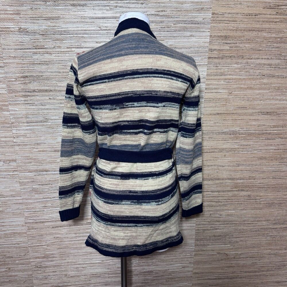 Vintage 1970s Aztec Style Acrylic Collageman Belted Cardigan Western Boho Size S - Picture 4 of 9